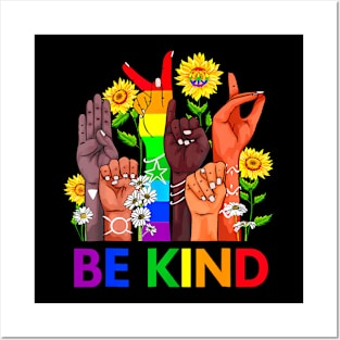 Be Kind  Sign Language LGBT Pride Equality Kindness Posters and Art